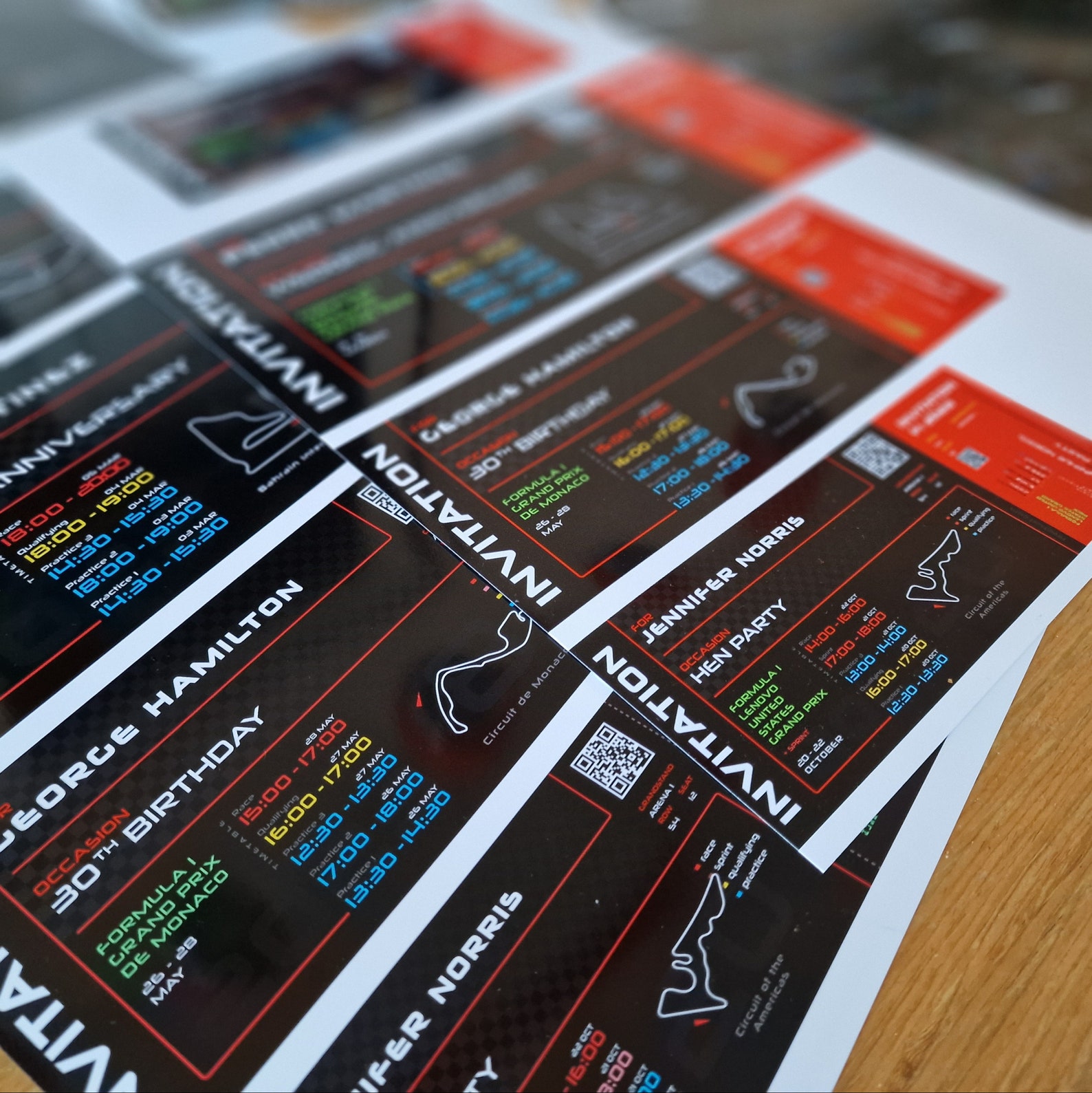 Grand Prix F1 Formula 1 Ticket Voucher Invite Personalised Valentines