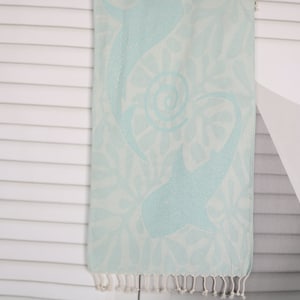 Bathroom Towels, Whale Design Hand Towel, Monogram Hand Towel, Monogram Kitchen Towel, 18&quot;x40&quot; Mint Cotton Hand Towel, Turkish Towel,