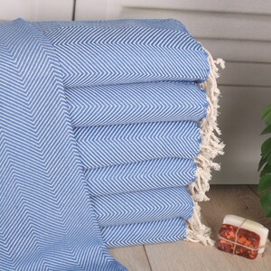 20&quot;x40&quot; Petrol Blue Cotton Tea Towel, Turkish Hand Towel, Wedding Gift, Custom Hand Towel, Herringbone Tea Towel, Wedding Gift For Bride,