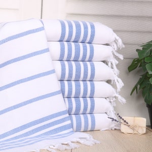 Herringbone Tea Towel, Monogram Kitchen Towel, Personalized Dish Towel, 24&quot;x36&quot; Sax Blue Cotton Tea Towel, Monogram Tea Towel,