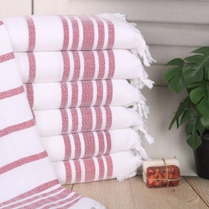 Wedding Favors, Turkish Towel Hand Towel, Personalized Gifts, 24&quot;x36&quot; Burgundy Cotton Dish Towel, Herringbone Dish Towel, Birthday Gift,