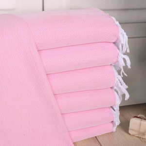 Bathroom Towels, 18&quot;x36&quot; Pink Cotton Dish Towel, Herringbone Tea Towel, Monogram Hand Towel, Turkish Hand Towel, Customized Towels,