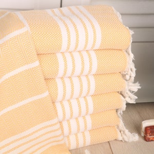 Kitchen Towel, 20&quot;x40&quot; Mustard Cotton Tea Towel, Wedding Gift, Personalized Gifts, Striped Tea Towel, Monogram Tea Towel,