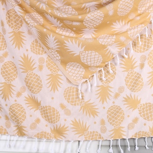 Personalized Gifts,  Beach Blanket, Mustard Towel, Pineapple Patterned Towel, 36x71 Inches Bachelorette Beach Towel, Gift Towel,