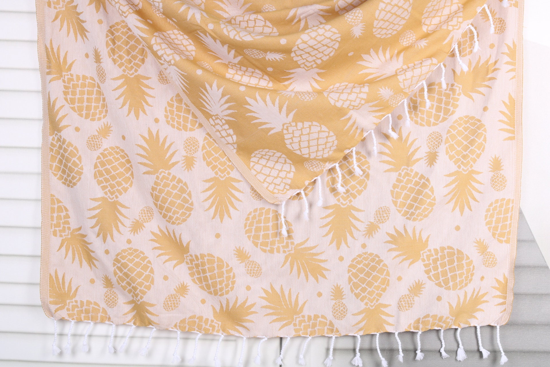Personalized Gifts,  Beach Blanket, Mustard Towel, Pineapple Patterned Towel, 36x71 Inches Bachelorette Beach Towel, Gift Towel,
