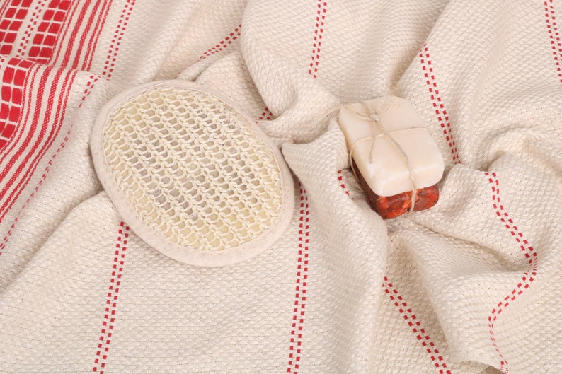 Turkish Hand Towel, Turkish Towel Hand Towel, 20"x40" Red Linen Dish Towel, Custom Hand Towel, Striped Hand Towel, Bathroom Hand Towel, image 7