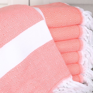 Personalized Wedding Gift, Bridesmaid Gifts, Turkish Towel Beach, 40x71 Inches Coral Cotton Towel, Home Decor Towel,