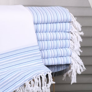 Personalized Gift for her,  Pesthemal, Blue Towel, Striped Towel, 40x71 Inches Bride Beach Towel, Home Decor Towel, Bathroom Towel,