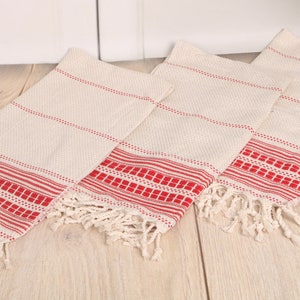 Turkish Hand Towel, Turkish Towel Hand Towel, 20"x40" Red Linen Dish Towel, Custom Hand Towel, Striped Hand Towel, Bathroom Hand Towel, image 6