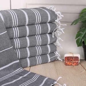 24 x 40 inch zwarte katoenen theedoek, gestreepte theedoek, Turkse handdoek, gepersonaliseerd cadeau, kerstcadeau, huwelijkscadeau, cadeaus voor hem,