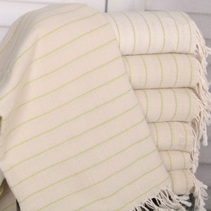 Summer Gift, Personalized Bridesmaid Gift, Bachelorette Party Gift, Striped Towel, 38x71 Inches Pistachio Green Cotton Towel, Family Gift,