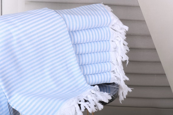 Custom Beach Towel,  Friends Beach Towel, Light Blue Towel, Striped Towel, 36x67 Inches Guest Towels, Decorative Towel, Holiday Towel,