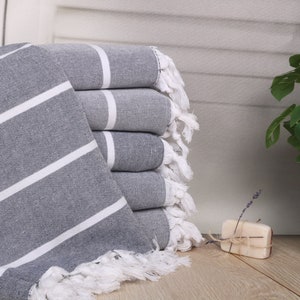 40&quot;x63&quot; Navy Cotton Towel, Striped Terry Towel, Bachelor Gifts, Boyfriend Gift, Personalized Wedding Gift, Personalized Gift For Her,