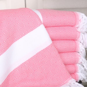Monogram Beach Towel, Turkish Towel, 40x71 Inches Pink Cotton Towel, Bachelorette Party Gifts Bridesmaids, Bachelor Gift,