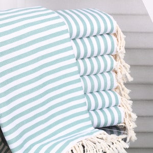 Christmas Gift for Coworker,  Bridesmaid Gift, Petrol Green Towel, Striped Towel, 40x71 Inches Wedding Gifts for Couple Personalized,