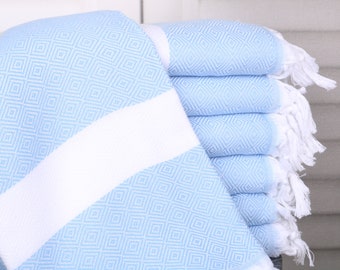 Personalized Beach Towel, Bachelor Gifts, 40x71 Inches Light Blue Cotton Towel, Bridesmaid Gifts, Unique Gift,