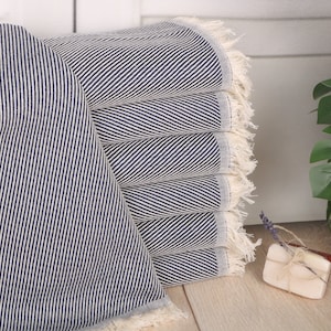 Personalized Bridesmaid Gift, 36x71 Inches Navy Cotton Towel, Striped Towel, Turkish Beach Towel, Bachelorette Party Gifts, Birthday Gift,