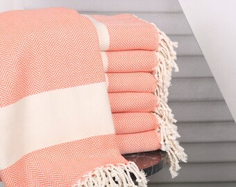 Monogrammed Beach Blanket,  Valentines Day Gift idea, Orange Towel, Chevron Towel, 40x71 Inches Cute Beach Towel, Turkey Towel,
