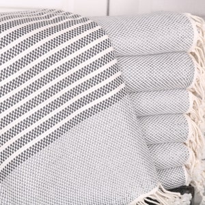 Personalized Turkish Towel, Striped Towel, Personalized Gift, Bachelorette Party Gift, 40x75 Inches Dark Gray Cotton Towel, Gift For Bride,