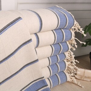 Gepersonaliseerde handdoek, 20 x 40 inch Sax blauw linnen handdoek, gepersonaliseerde theedoek, gestreepte theedoek, keukenhanddoek, Turkse handdoek,