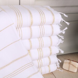 24&quot;x40&quot; Yellow Silvery Cotton Dish Towel, Small Bath Towels, Kitchen Towel, Custom Hand Towel, Striped Tea Towel, Turkish Towel,