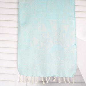 Personalized Hand Towel, Bridesmaid Gifts, Cappadocia Design Tea Towel, 18&quot;x36&quot; Turquoise Cotton Tea Towel, Personalized Gift,
