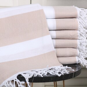 Custom Beach Towel,  Personalized Gifts, Beige Towel, Striped Towel, 40x71 Inches Cute Beach Towel, Picnic Towel, Decorative Towel,