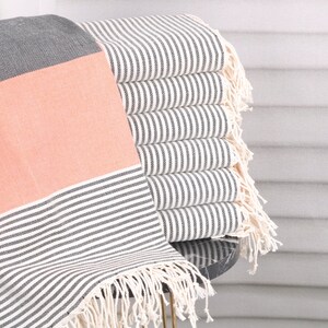 Gifts for Coworkers,  Cotton Towel, Orange-Black Towel, Striped Towel, 40x69 Inches Guest Towels, Gym Towel, Yoga Towel, Picnic Towel,
