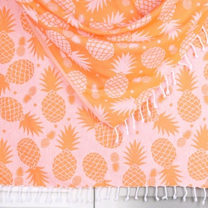 Home decor,  Gift for Bride, Orange Towel, Pineapple Patterned Towel, 36x71 Inches Gift for Him, Bulk Order Towel, Gift Towel,