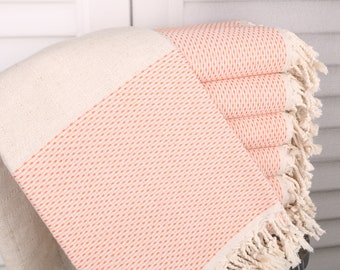 Personalized Bridesmaid Gift, Home Decor Gifts, 40x71 Inches Orange Cotton Towel, Turkish Bath Towel, Polka Dot Towel, Home Gift,