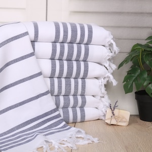 Herringbone Tea Towel, Custom Hand Towel, 24&quot;x36&quot; Navy Cotton Hand Towel, Turkish Tea Towel, Kitchen Towel, Welcome Wedding Gift,