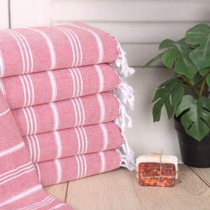 Monogram Hand Towel, Striped Tea Towel, Turkish Towel Hand Towel, Small Bath Towels, 24&quot;x40&quot; Red Cotton Hand Towel, Bachelorette Gifts,