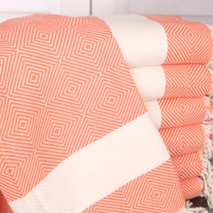 Bridesmaid Gift Towel, Diamond Towel, 40x79 Inches Orange Cotton Towel, Bridal Shower Gift, Wedding Gift, Bachelor Party Favors,