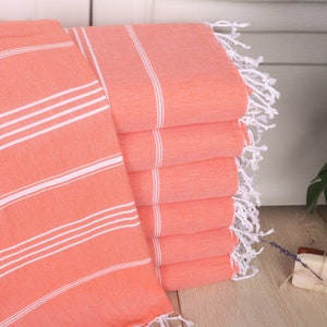 Bachelorette Gifts, Home Decor Gifts, Striped Towel, 40x71 Inches Vermilion Cotton Towel, Turkish Towel, Bachelorette Party Favors Beach,