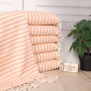 24&quot;x40&quot; Orange Cotton Tea Towel, Turkish Towel Hand Towel, Personalized Gifts, Striped Hand Towel, Bridesmaid Gifts, Unique Gift,