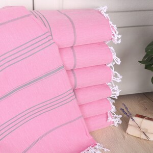Personalized Gifts, Bachelorette Party Gifts, 40x71 Inches Pink-Dark Gray Cotton Towel, Gift For Him, Striped Towel, Wedding Gift For Bride,