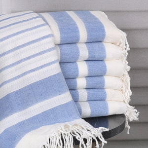 Gift For Mom, 40x71 Inches Blue Cotton Towel, Personalized Gift, Gift For Her, Turkish Towel, Striped Towel, Friends Beach Towel,