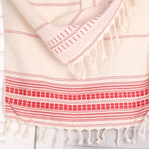Turkish Hand Towel, Turkish Towel Hand Towel, 20"x40" Red Linen Dish Towel, Custom Hand Towel, Striped Hand Towel, Bathroom Hand Towel, image 9