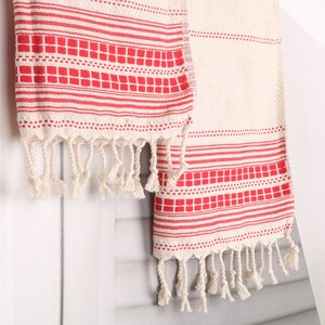 Turkish Hand Towel, Turkish Towel Hand Towel, 20"x40" Red Linen Dish Towel, Custom Hand Towel, Striped Hand Towel, Bathroom Hand Towel, image 8