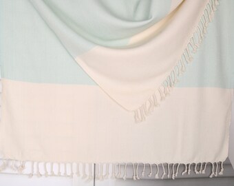 Toalla de algodón color menta de 36 x 71 pulgadas, recuerdos para despedida de soltera, regalos para él, toalla en zigzag, regalo hecho a mano, regalo para bebé niño.