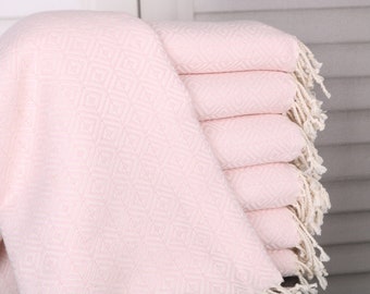40x67 Inches Light Pink Cotton Towel, Bridesmaid Gift, Bridal Shower Gift, Halloween Gifts, Personalized Gift, Beach Theme Wedding Gift,