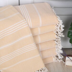 Striped Towel, Bachelorette Gifts, Turkish Beach Towel, Gift For Her, 40x71 Inches Mustard Cotton Towel, Bridesmaid Gifts Personalized,