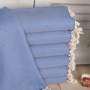 Herringbone Tea Towel, Bathroom Towels, Wedding Gift, Bridesmaid Gifts, 20&quot;x40&quot; Sax Blue Cotton Tea Towel, Family Gift,