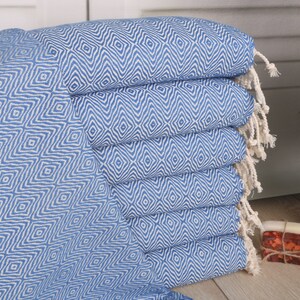 Personalized Kitchen Towel, Monogram Hand Towel, Wedding Favors, 18&quot;x36&quot; Petrol Blue Cotton Tea Towel, Zigzag Diamond Hand Towel,