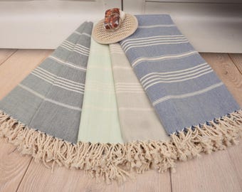 Toalla turca absorbente, toalla Peshtemal, toalla a rayas, regalo de boda personalizado, toalla de algodón de 40"x71",