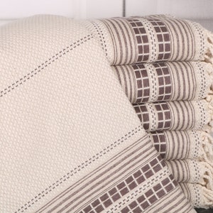 Personalized Turkish Towel, Turkish Beach Towel, Gift For Her, Striped Towel, 40x67 Inches Brown Linen Towel, Unique Gift,