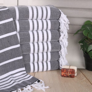 Personalized Dish Towel, 20&quot;x40&quot; Black Cotton Dish Towel, Monogrammed Hand Towel, Personalized Gifts, Zig zag Tea Towel, Bridesmaid Gift