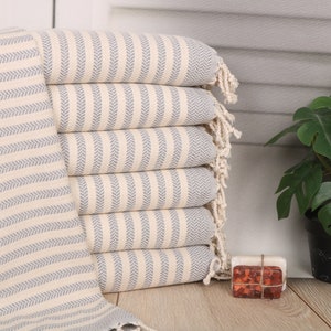 Personalized Chevron Hand Towel: Gray Turkish Cotton Tea Towel