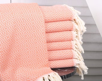38x71 Inches Orange Cotton Towel, Bachelorette Party Decorations, Best Friend Gift, Bachelorette Party Gifts Bridesmaids, Bridal Gifts,