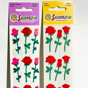 Vintage Pearly Pink and Red Sandylion Roses Sealed Pack MOP rare Stickers perfect condition and discounted seconds condition available